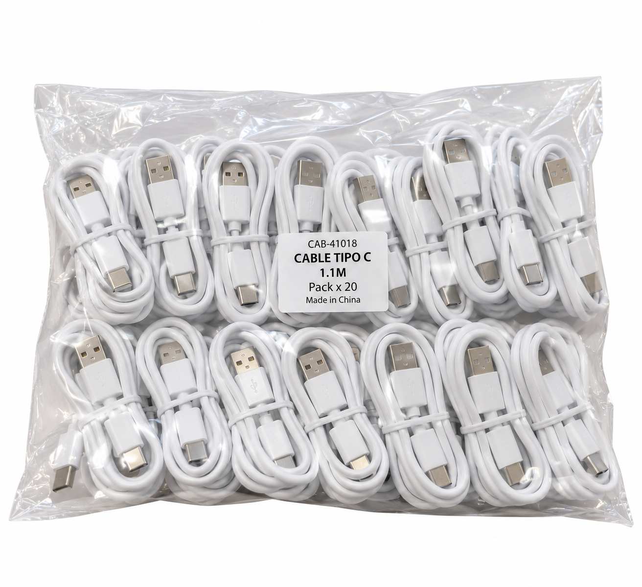 CABLE TIPO C BLANCO PACK X 20U.