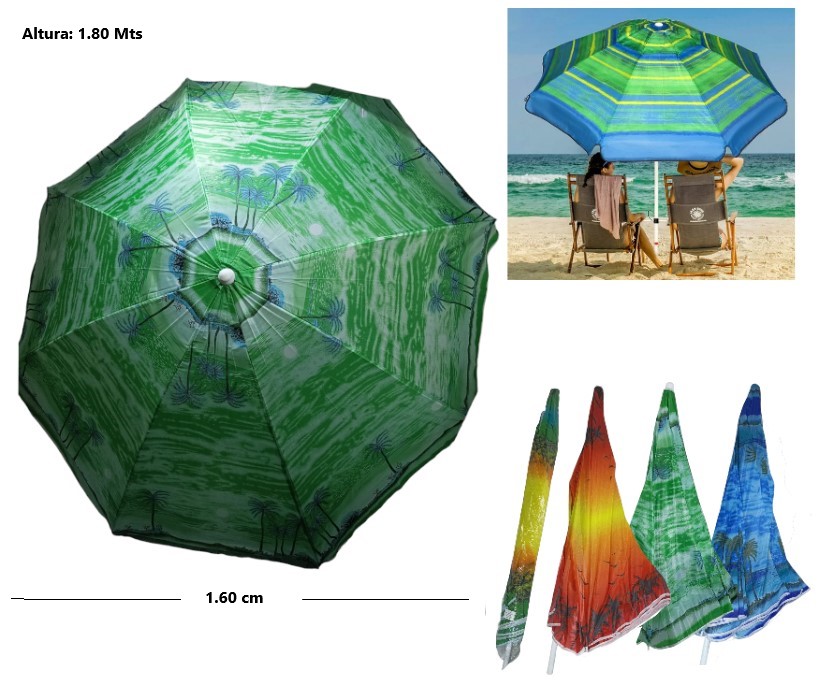 SOMBRILLA DE JARDIN/PLAYA DISEÑOS 1.80CM -  -  - 