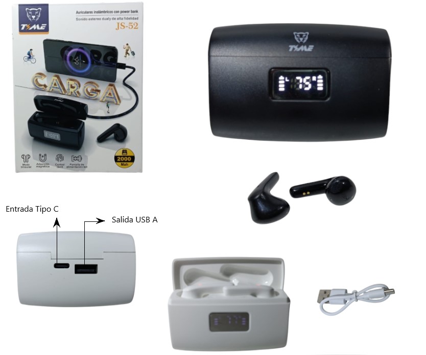 AURICULAR INALAMBRICO CON POWER BANK -  -  -  -  -