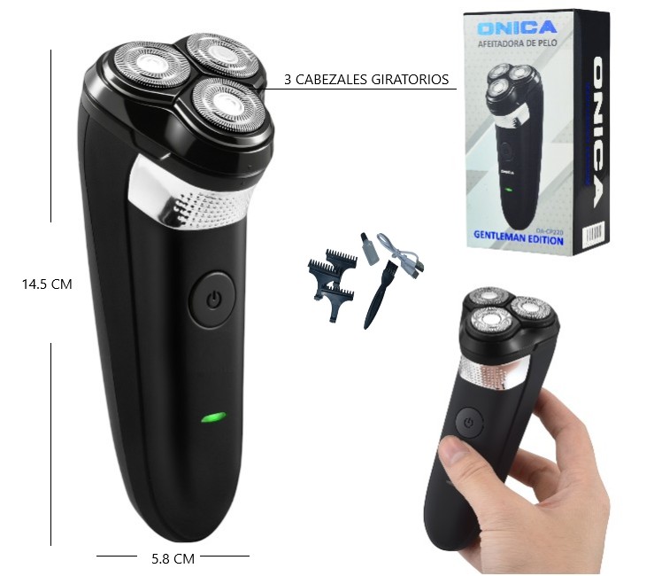CORTA BARBA ONICA DE 3 CABEZALES RECARGABLE  -  - 