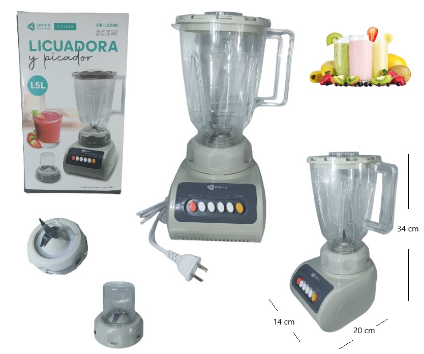 LICUADORA C/MOLINILLO (PLASTICO) 1.5LTS HY-999P  -
