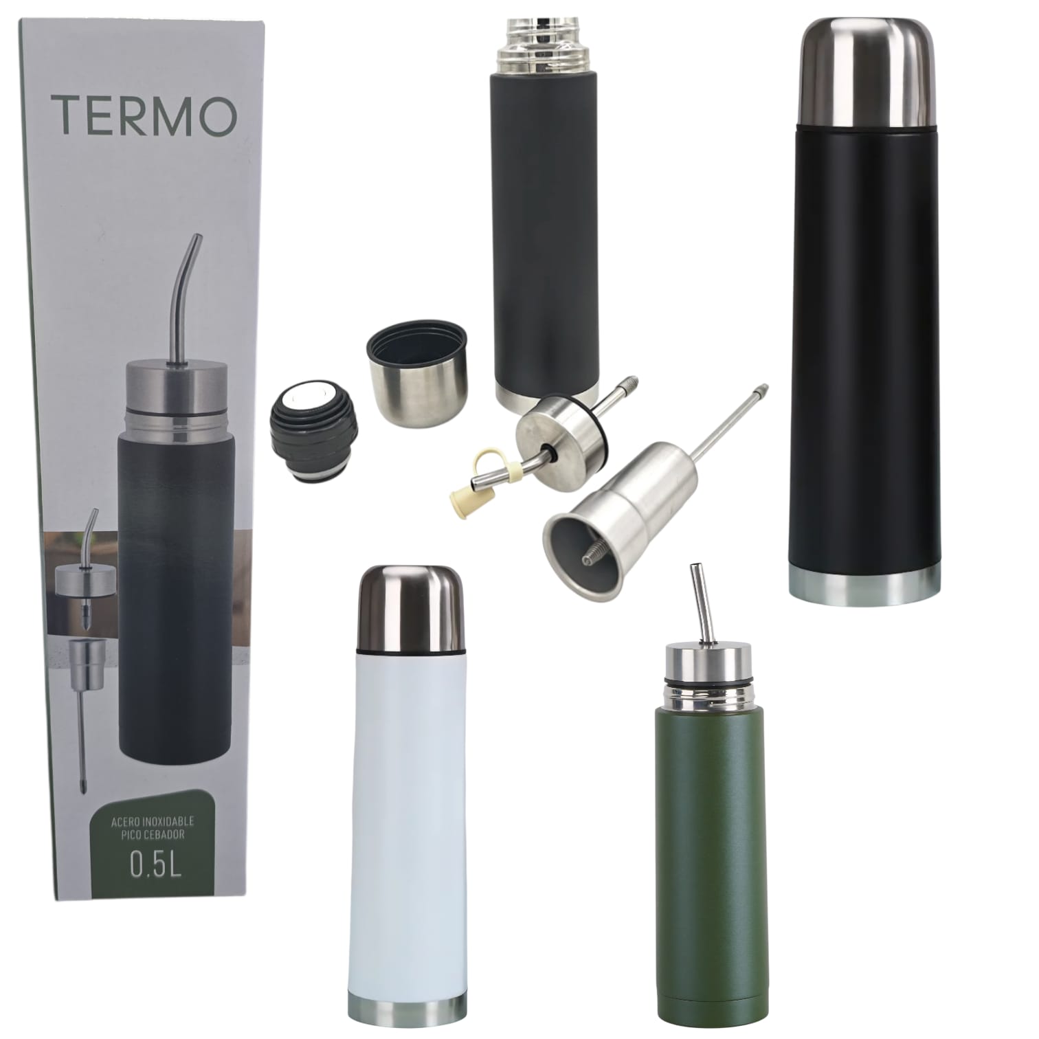TERMO 500ML ACERO CON PICO CEBADOR  -  -  -  -  - 